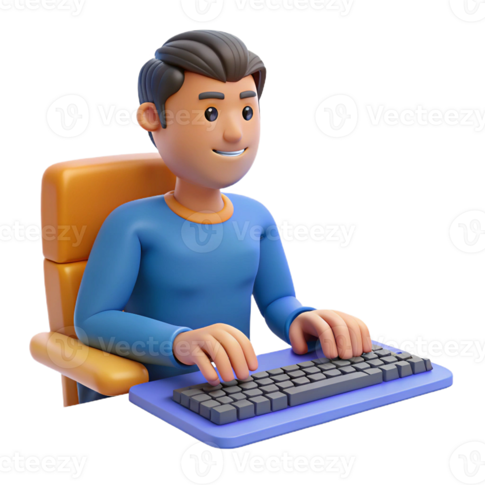 wonderful modern Programmer typing on a keyboard, high resolution png
