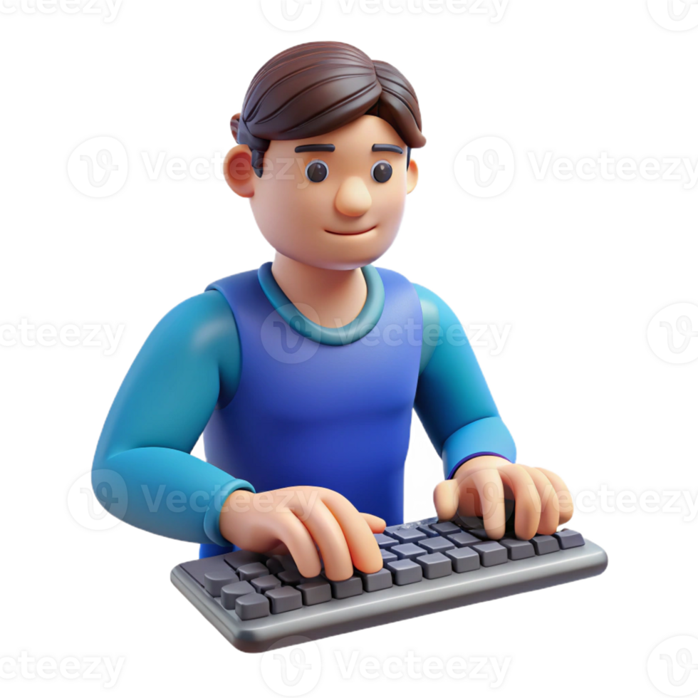 stunning traditional Programmer typing on a keyboard, detailed png