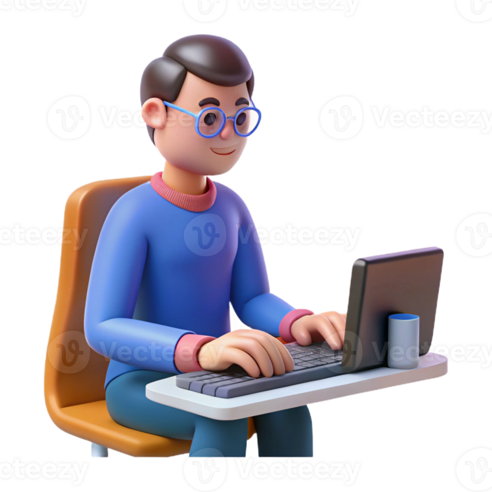 extraordinary contemporary Programmer typing on a keyboard, high resolution png