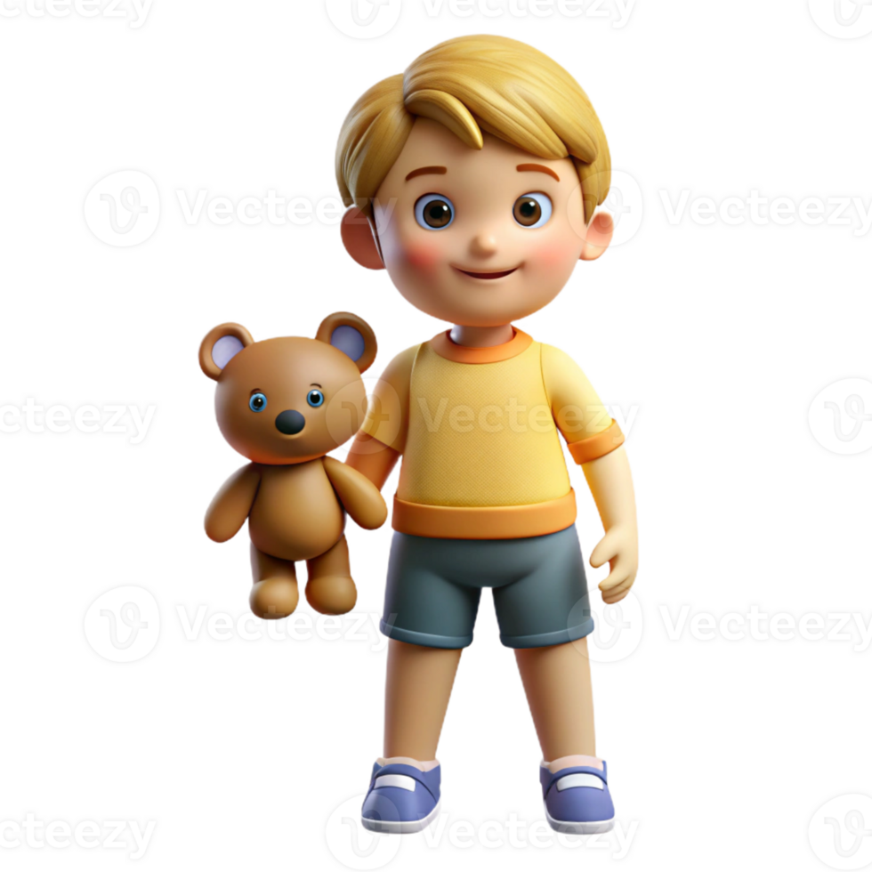 wonderful creative Child with a teddy bear, genuine png
