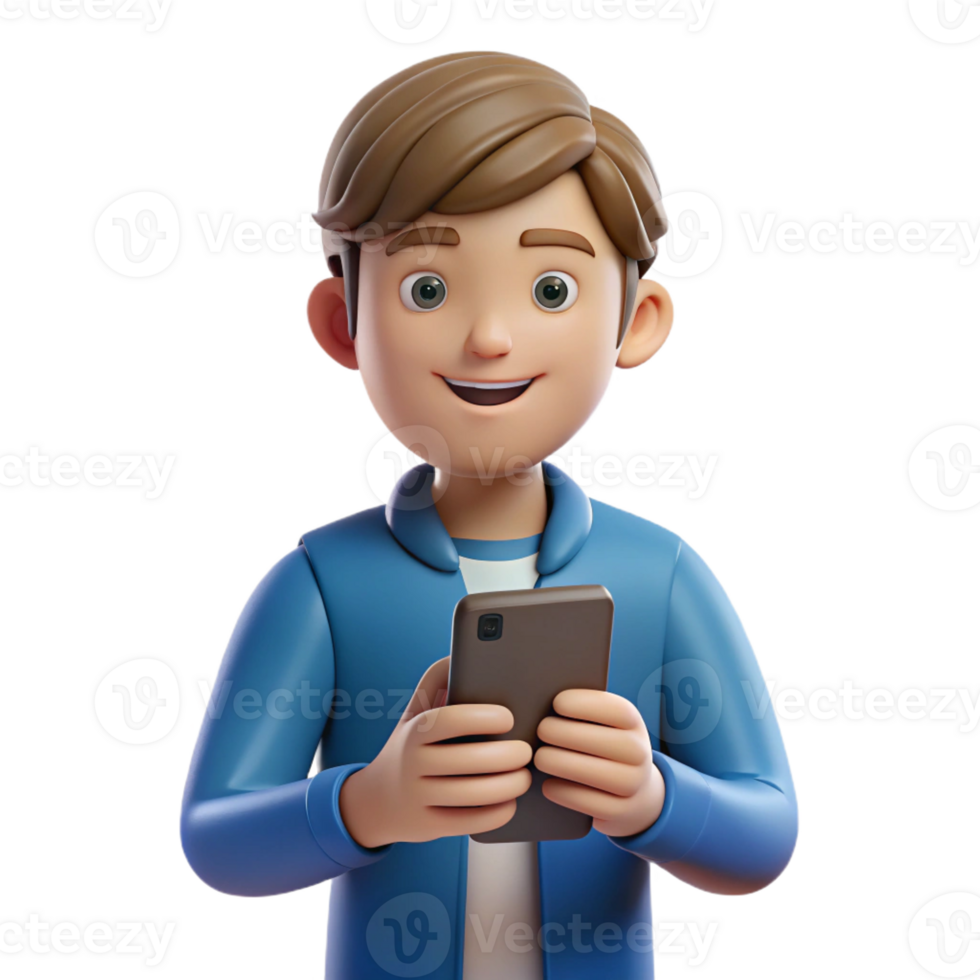 impressive classic Teenager with a smartphone, exclusive png