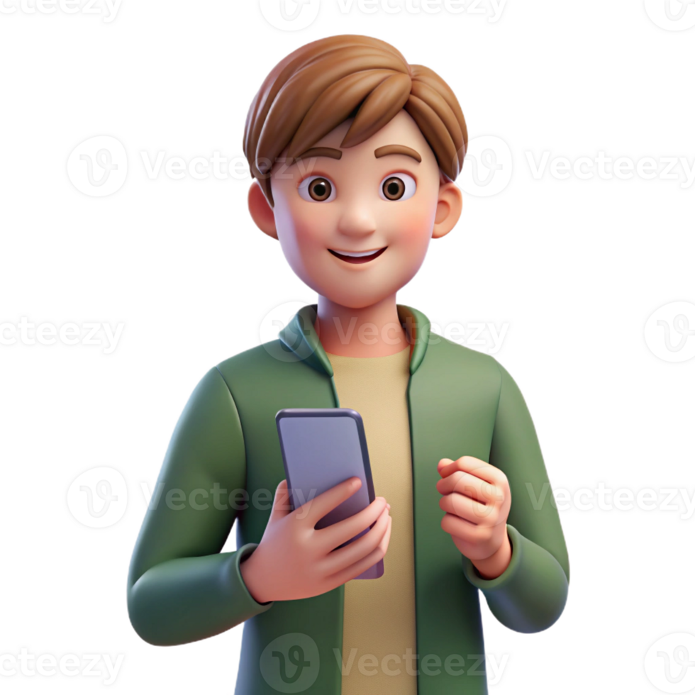 magnificent artistic Teenager with a smartphone, 4K png