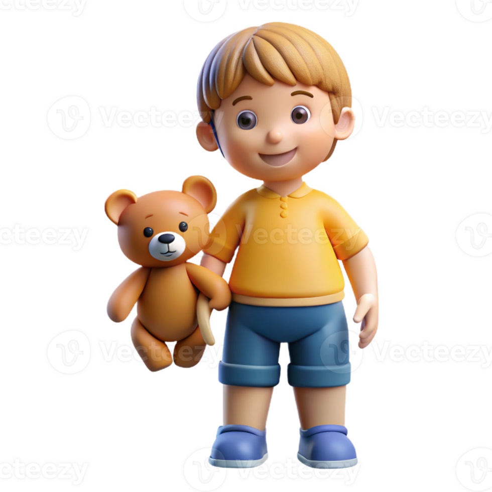 beautiful abstract Child with a teddy bear, original png