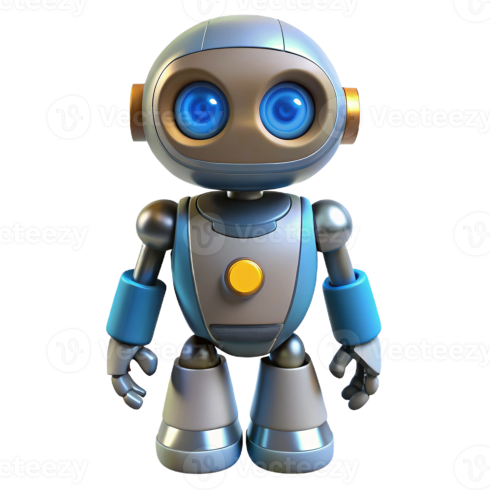 impressive modern Robot with glowing eyes, original png