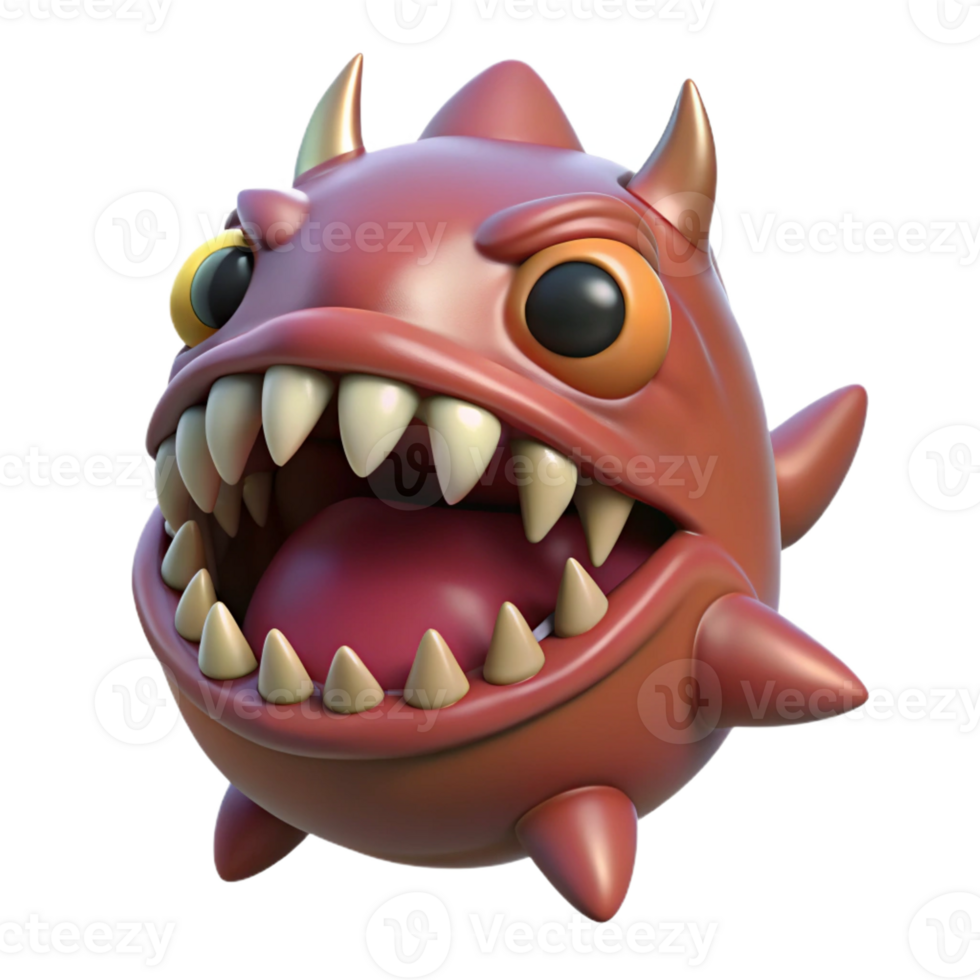 beautiful artistic Monster with sharp teeth, premium png