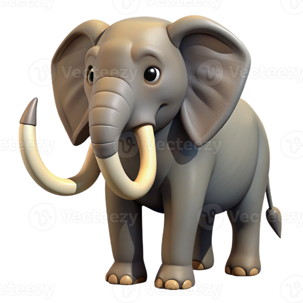 impressive vintage Elephant with large tusks, genuine png