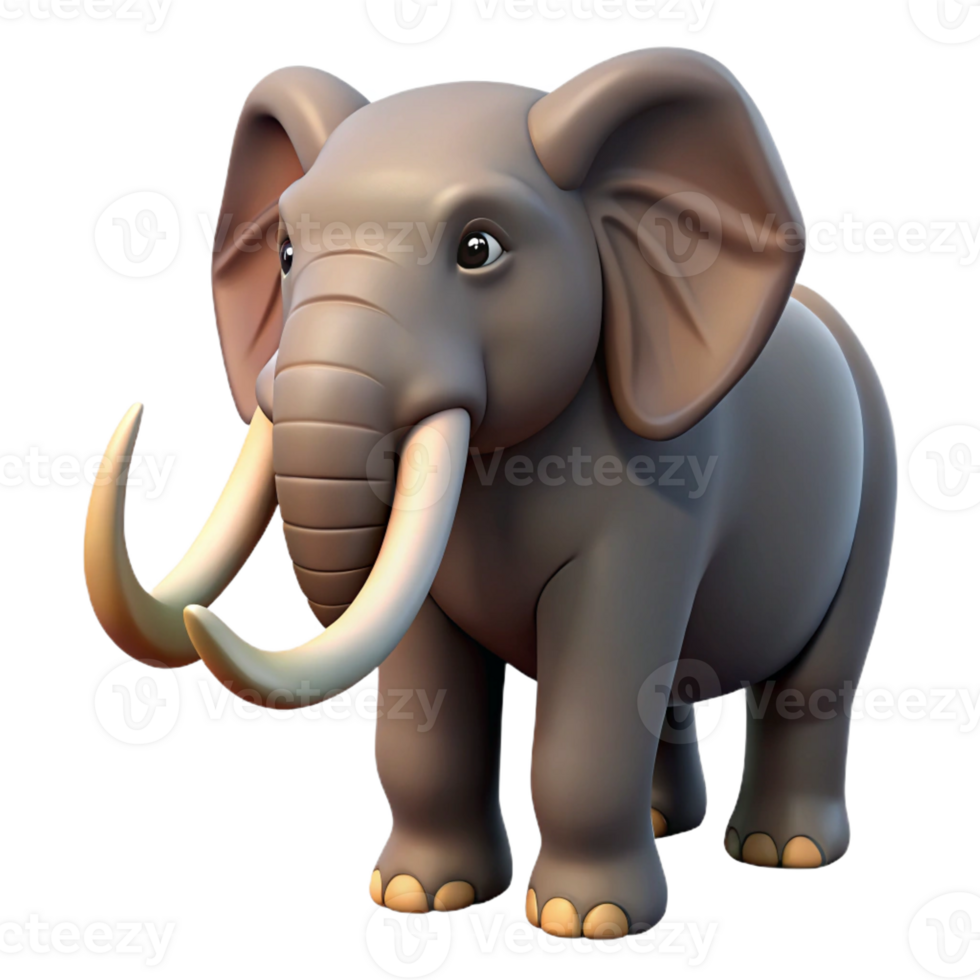 stunning modern Elephant with large tusks, high resolution png