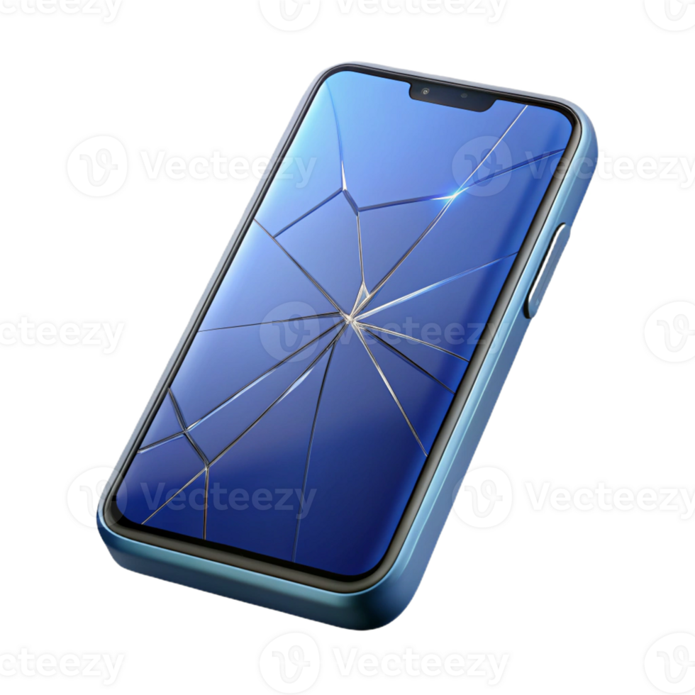 vibrant contemporary A modern smartphone with a cracked screen genuine png