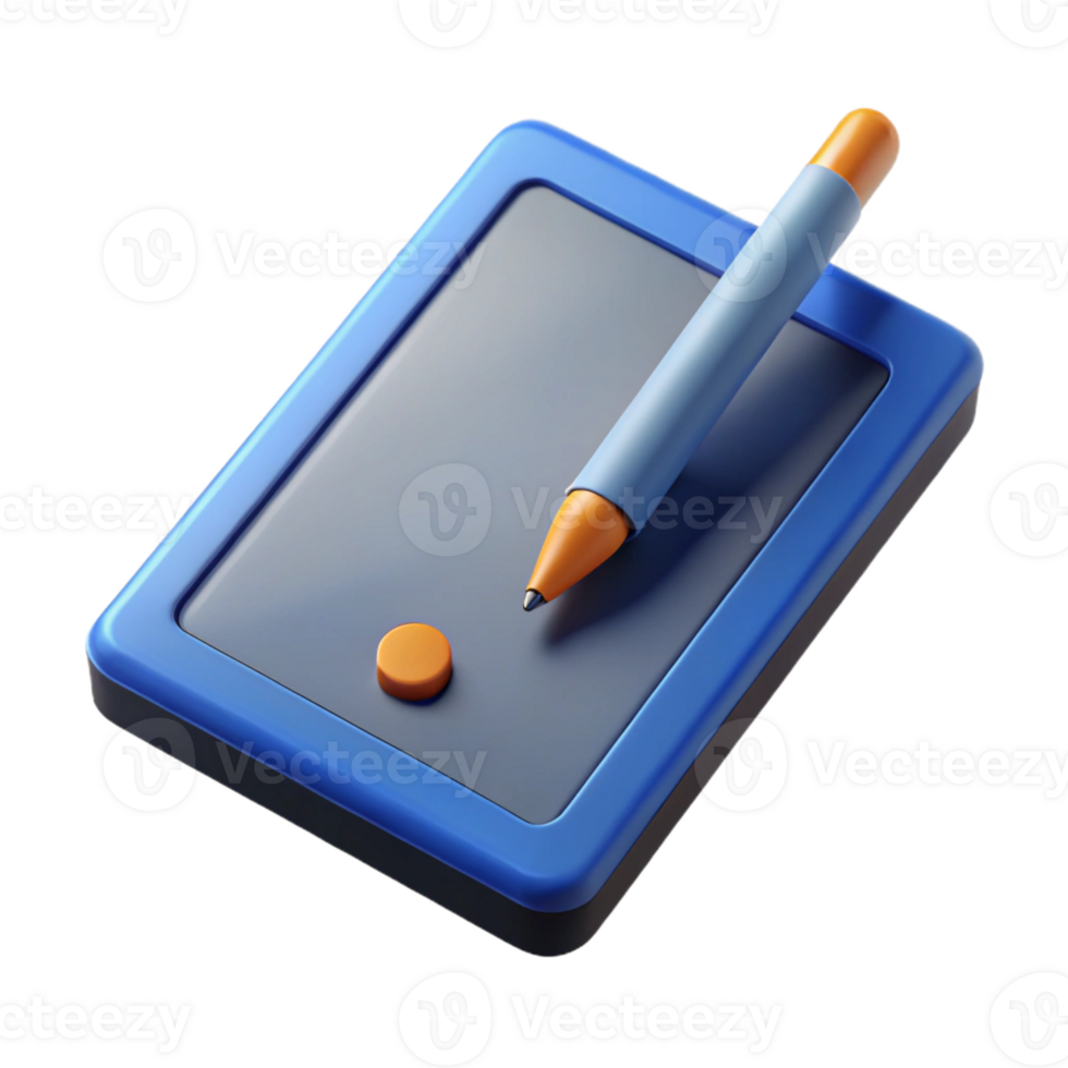 dramatic traditional A digital tablet with a stylus pen high resolution png