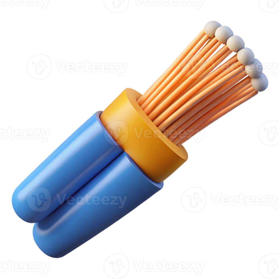 dramatic abstract A fiber optic cable with exposed strands 4K png