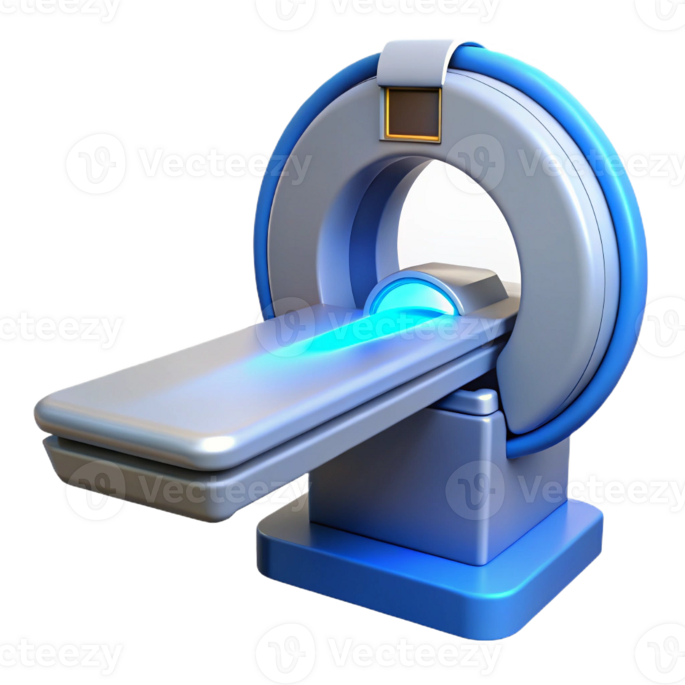 serene vintage Advanced medical scanner emitting a blue beam, detailed png