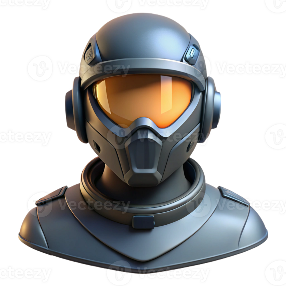extraordinary creative Futuristic soldier helmet with integrated visor, professional png