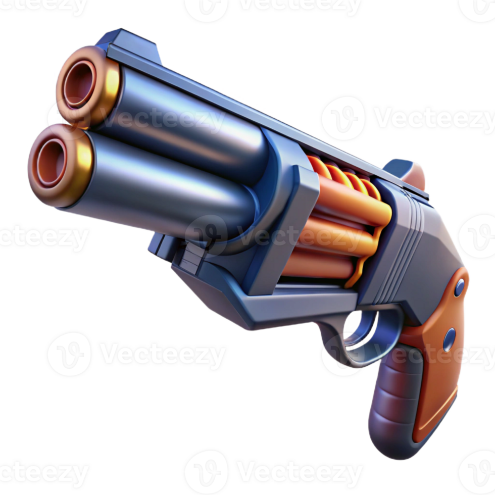 magnificent contemporary Futuristic shotgun with rotating barrels, high resolution png