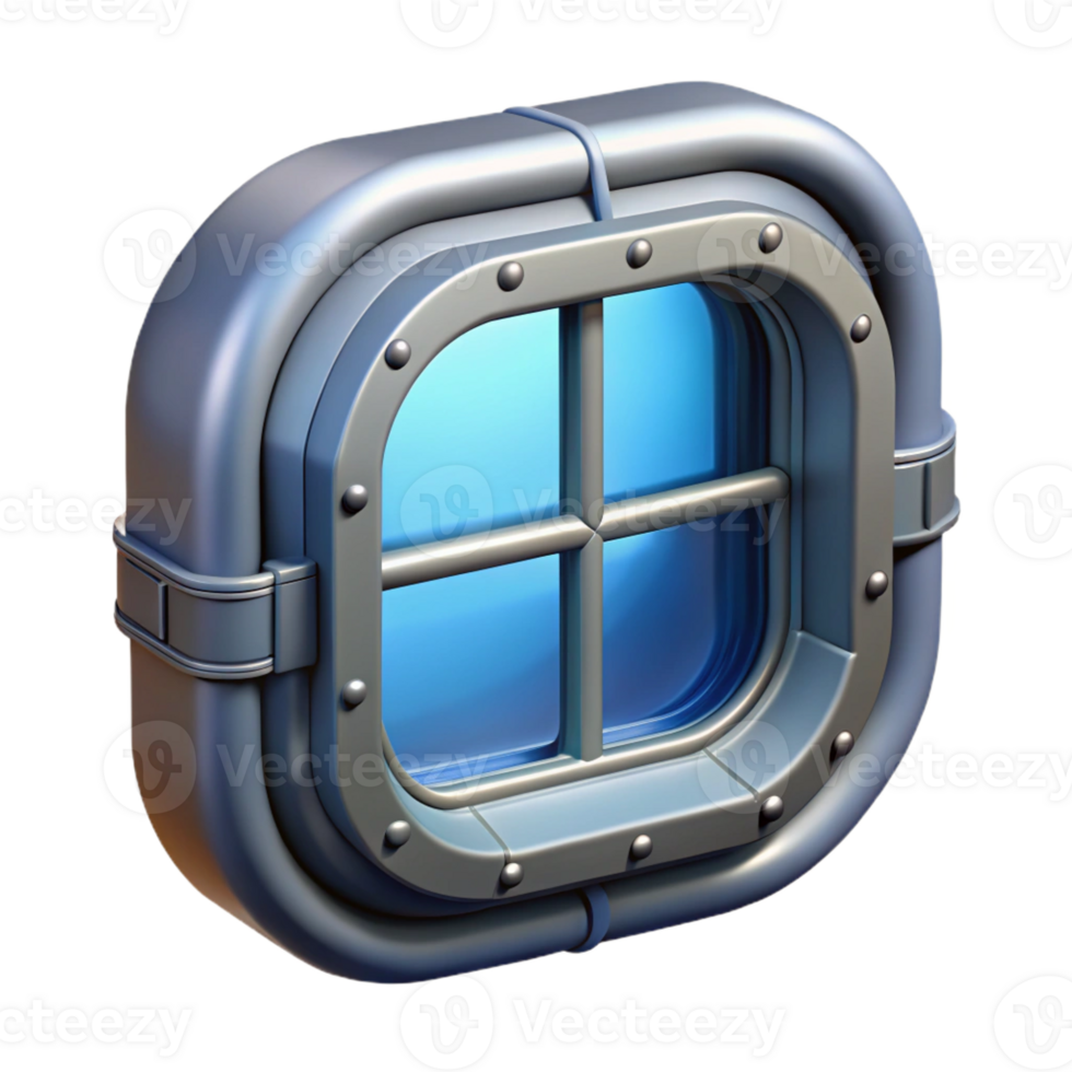 impressive abstract Detailed spaceship window with reinforced frame, original png
