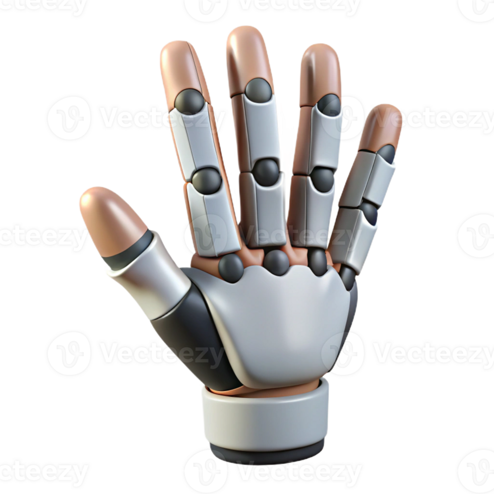 elegant artistic Cybernetic exoskeleton hand with articulated fingers, high quality png