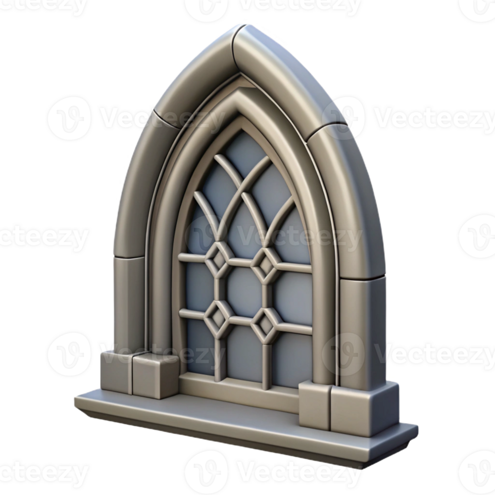 stunning modern Arch window frame, Gothic style, stone, 4K png