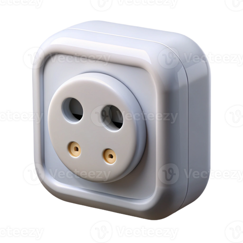 elegant modern Electrical outlet, US standard, white, high resolution png
