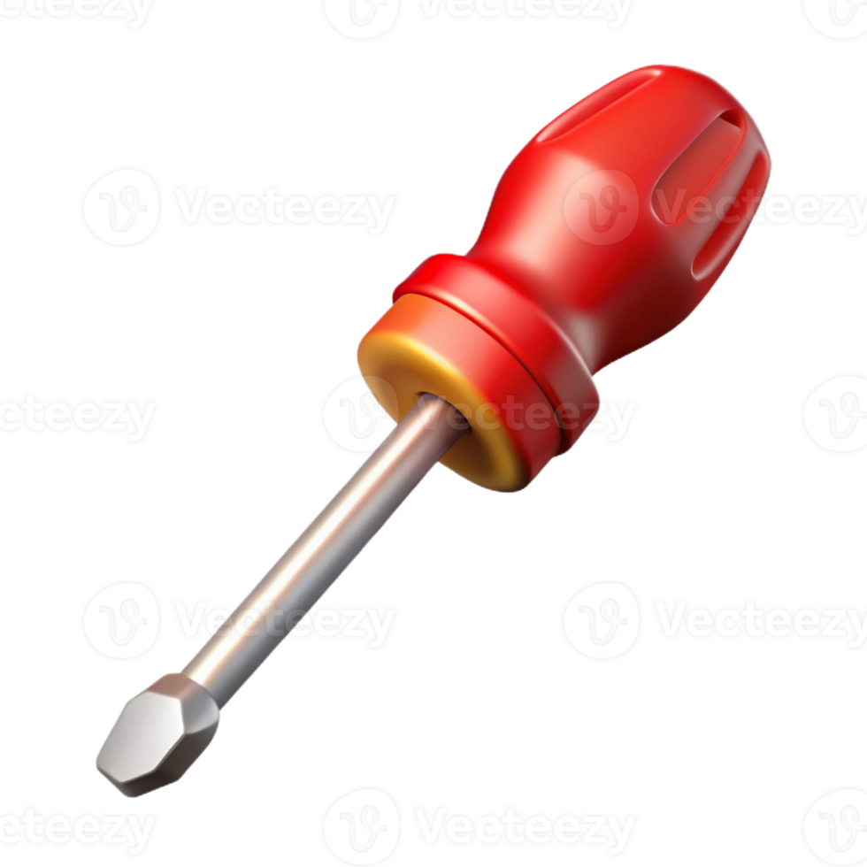 dramatic creative Screwdriver, Phillips head, red handle, 4K png