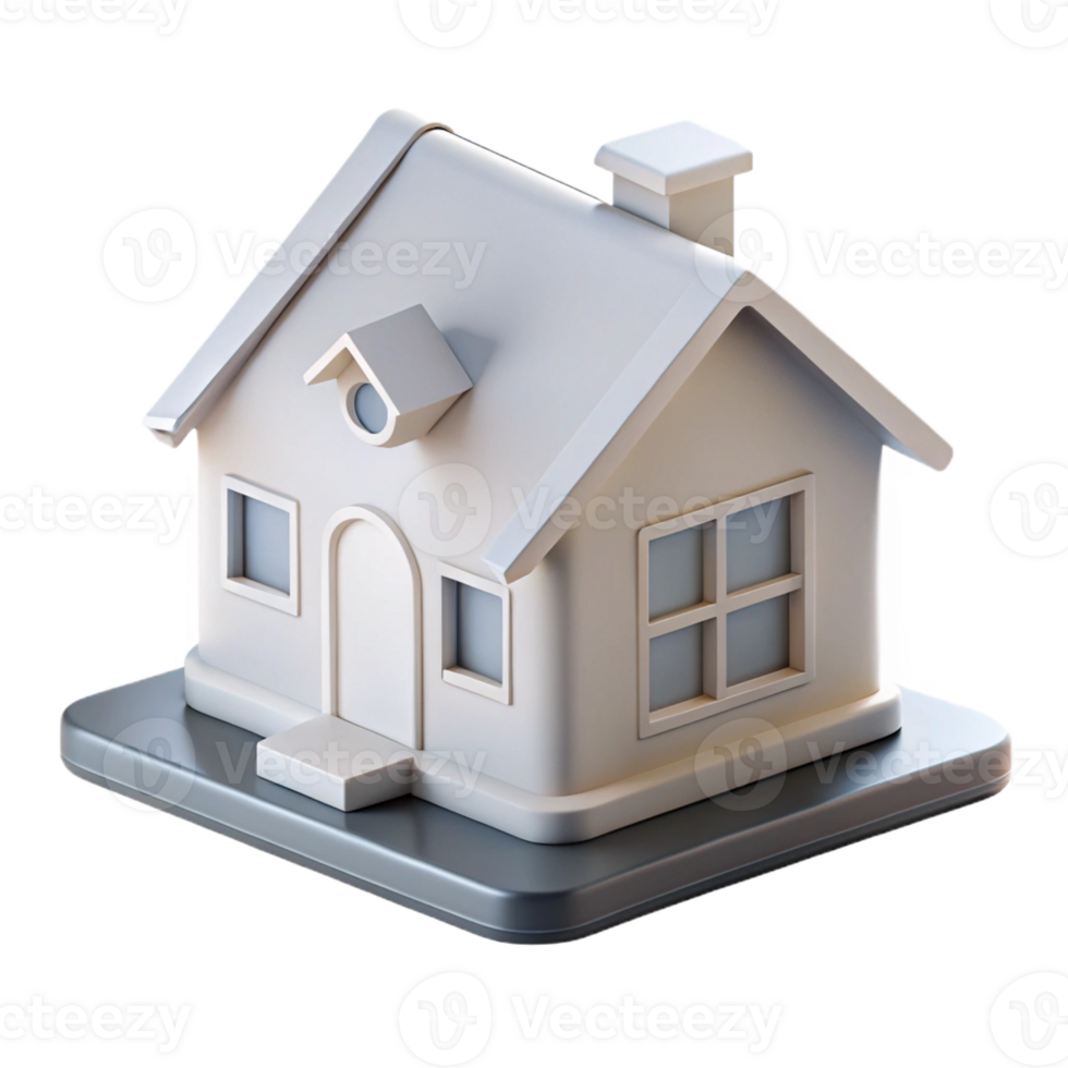 serene traditional Miniature house model, white cardboard, genuine png