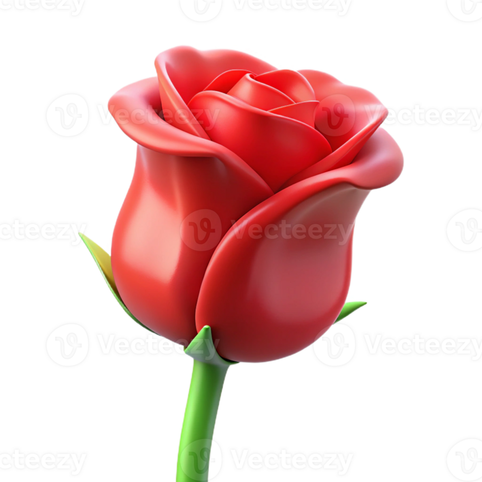 elegant modern Single red rose bud authentic png