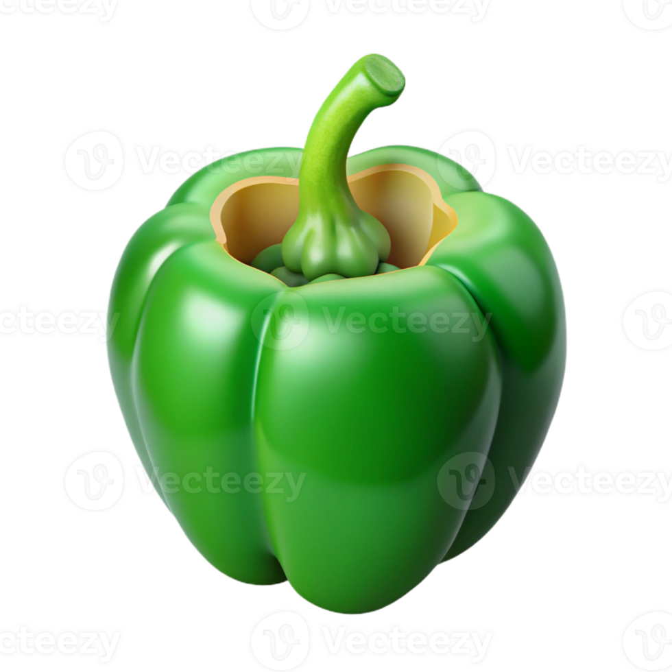 serene rustic Green bell pepper cut in half premium png