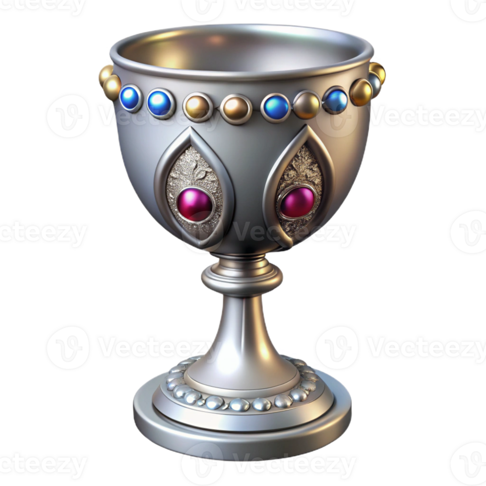 wonderful modern A silver, ornate chalice adorned with jewels high resolution png