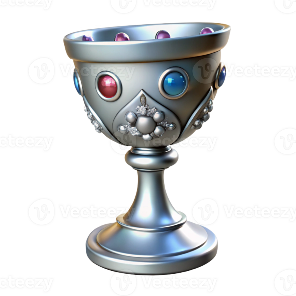 magnificent classic A silver, ornate chalice adorned with jewels authentic png