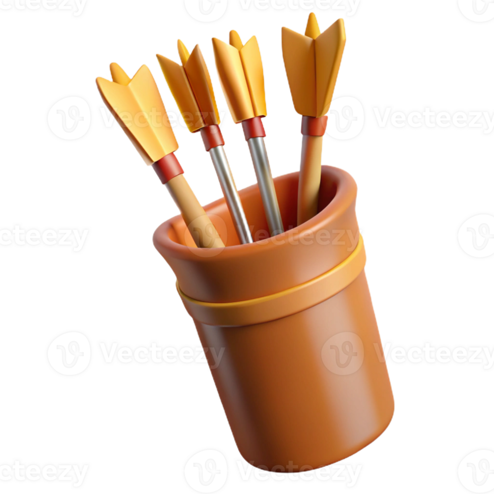 wonderful artistic A quiver full of arrows with fletching genuine png