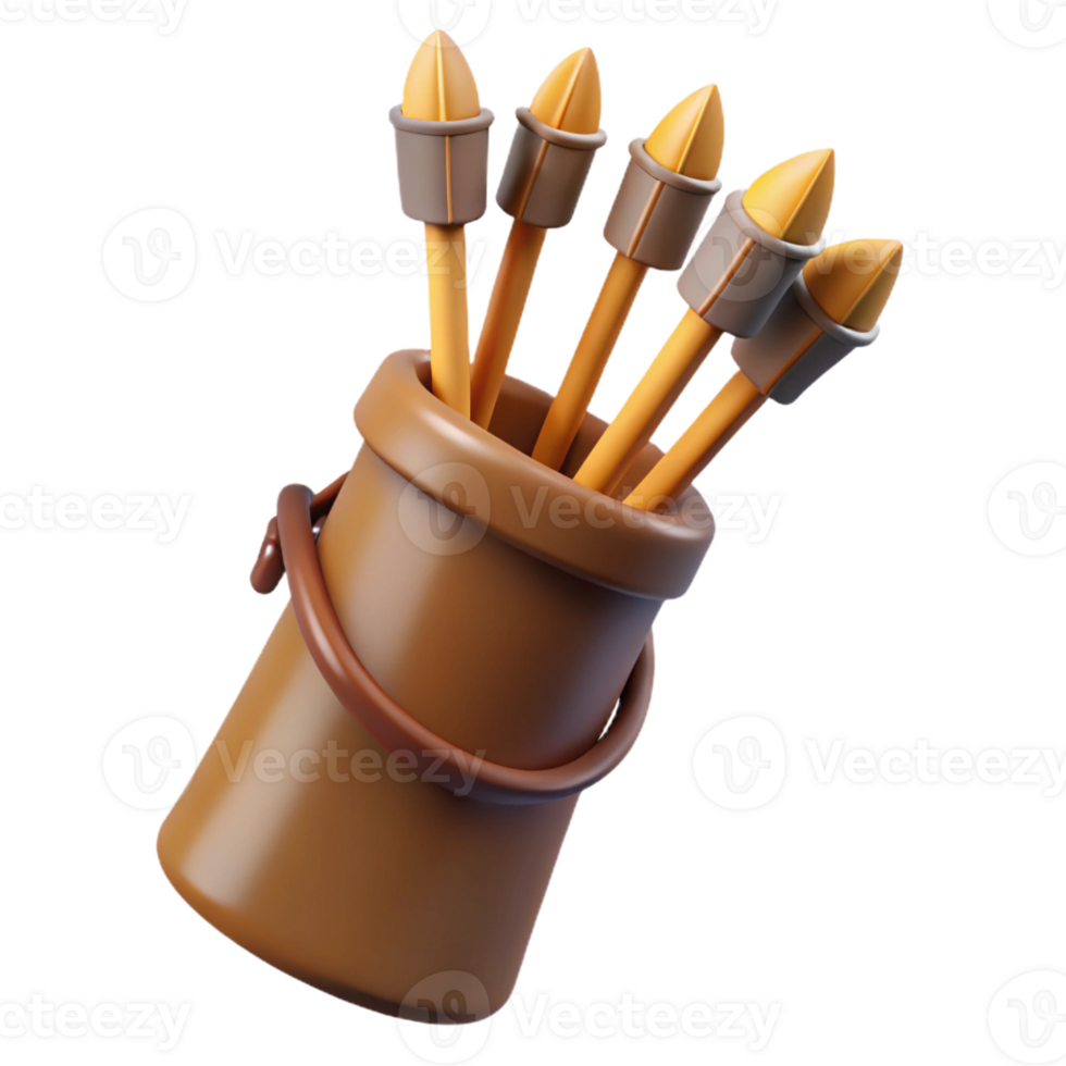 elegant traditional A quiver full of arrows with fletching 4K png