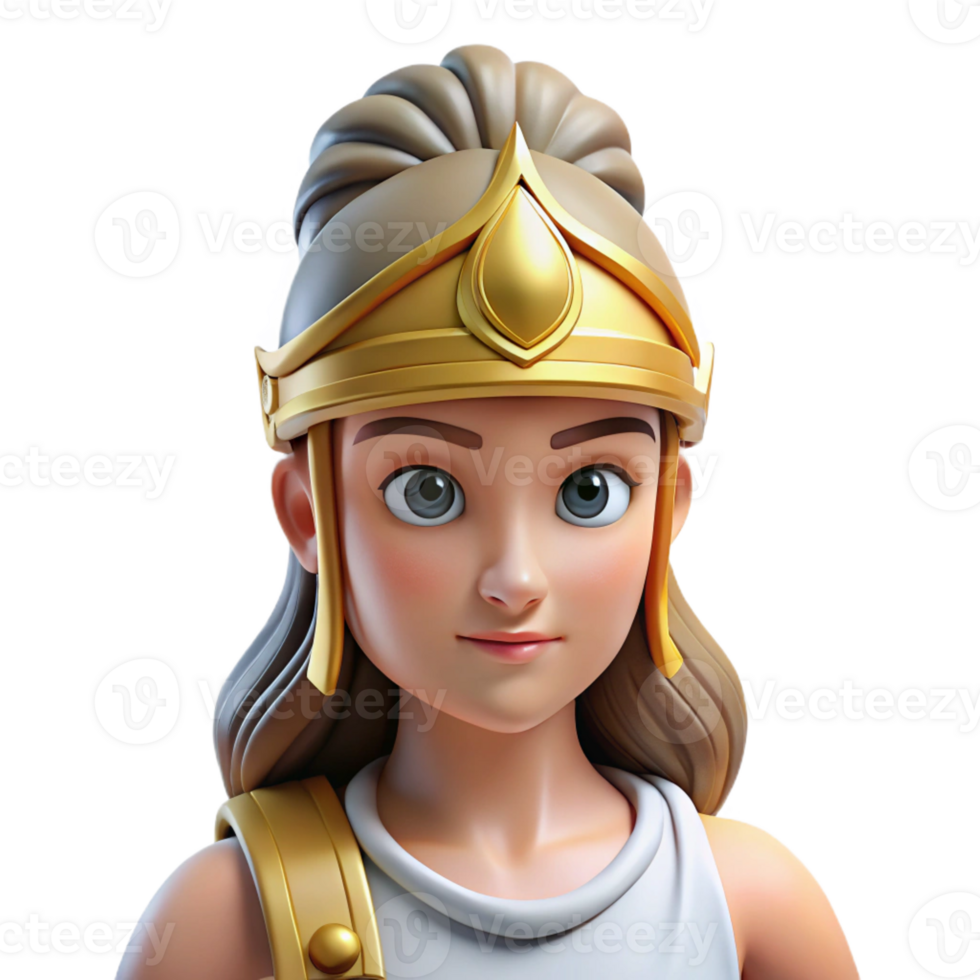 vibrant rustic Athena, Goddess of Wisdom, wearing helmet, high quality png