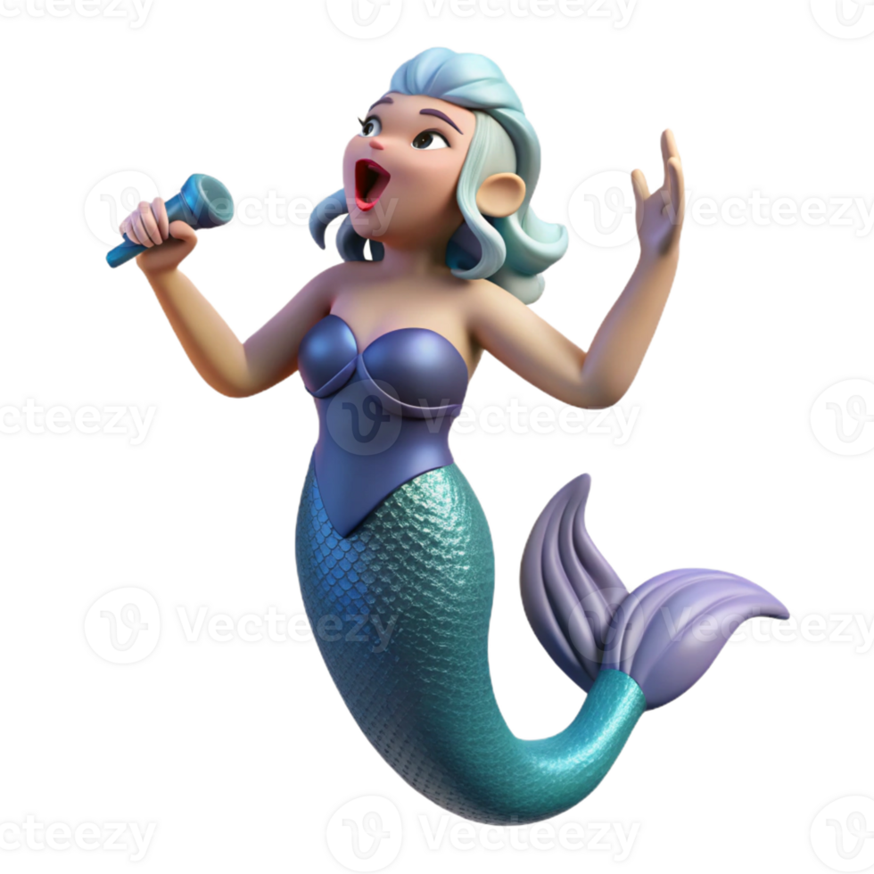 serene rustic Siren, alluring sea nymph, singing, genuine png
