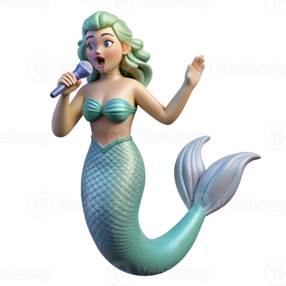vibrant traditional Siren, alluring sea nymph, singing, exclusive png