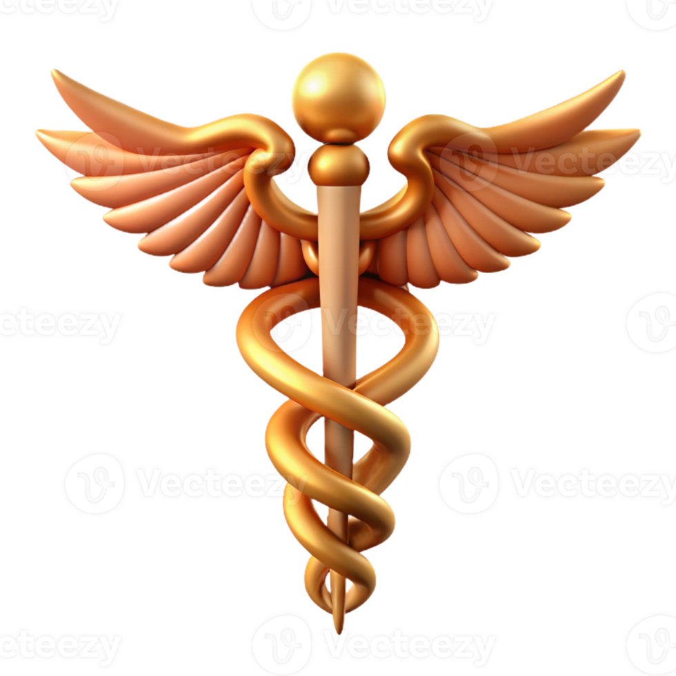 vibrant creative Caduceus, Hermes' staff, symbolic, authentic png