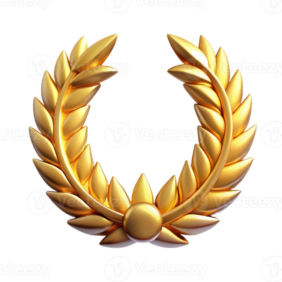 wonderful minimalist Olympian Laurel Wreath, victory symbol, gold, 4K png