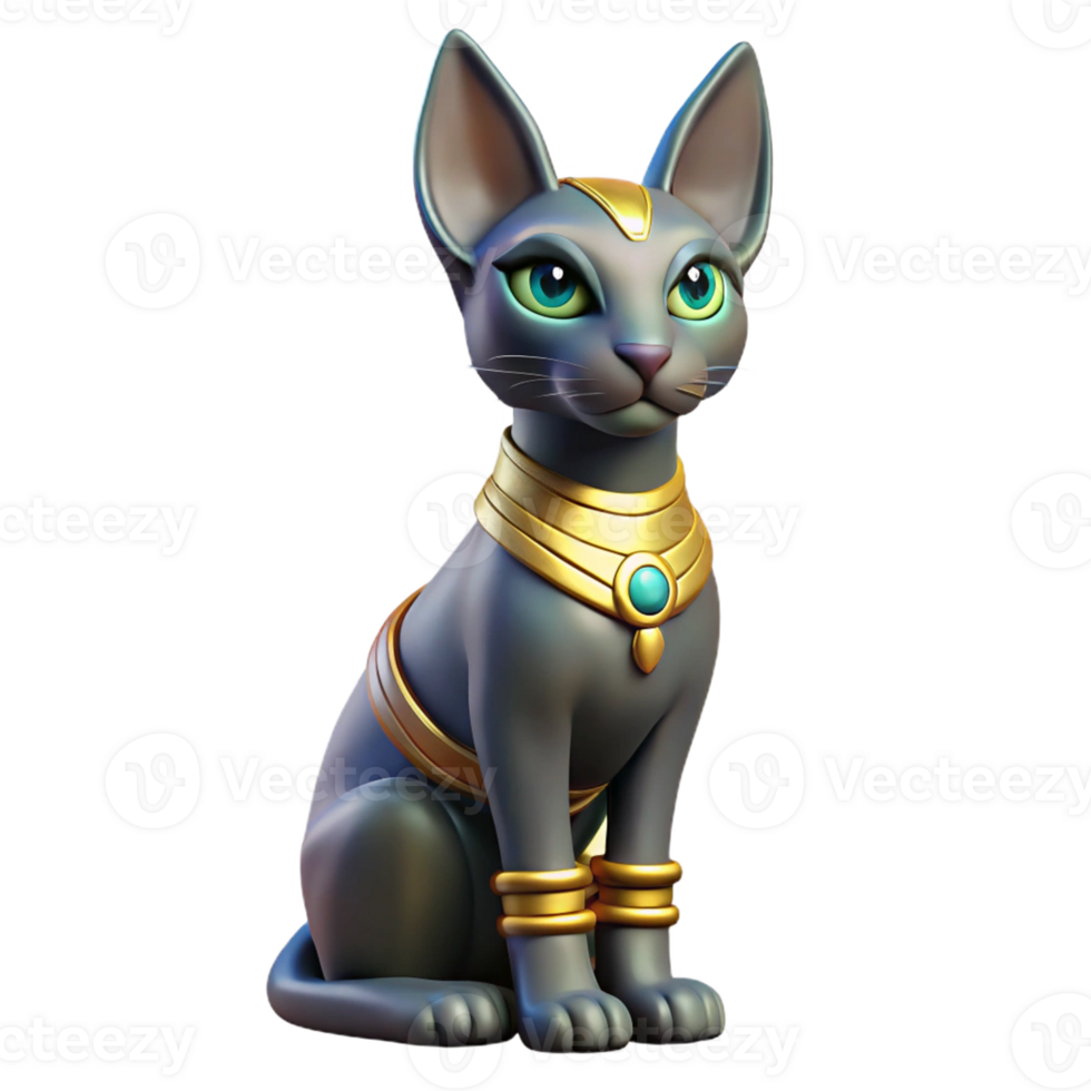 magnificent creative Bastet, Egyptian cat goddess, feline, detailed png