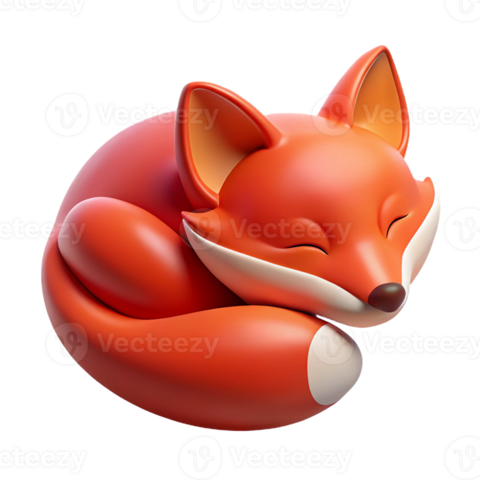 impressive minimalist A sleeping Red Fox, 4K png