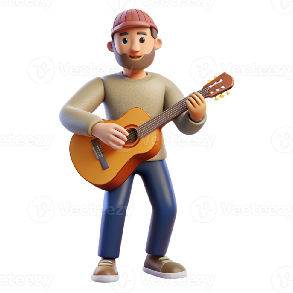 dramatic traditional Musician playing a guitar high resolution png