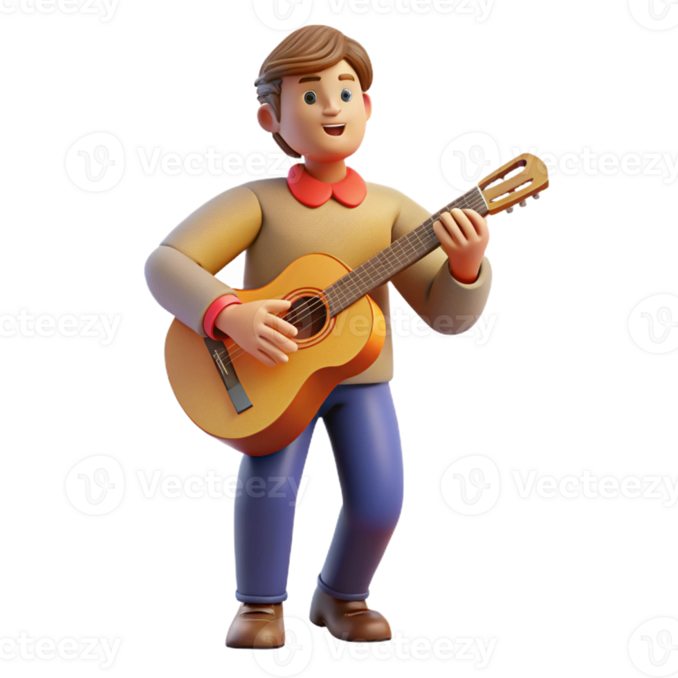 serene classic Musician playing a guitar original png