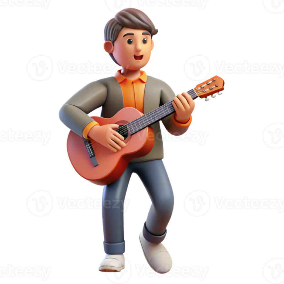 stunning modern Musician playing a guitar high quality png