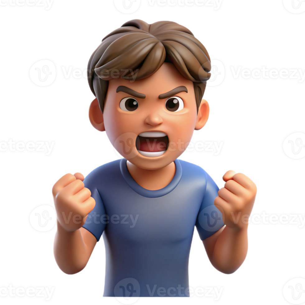 vibrant minimalist Angry teenager with clenched fists premium png
