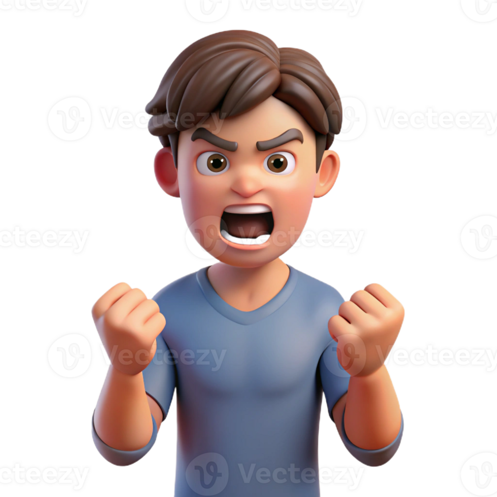 dramatic artistic Angry teenager with clenched fists authentic png