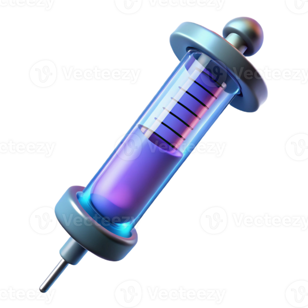 vibrant vintage Genetic Modification Syringe, filled with glowing liquid high quality png