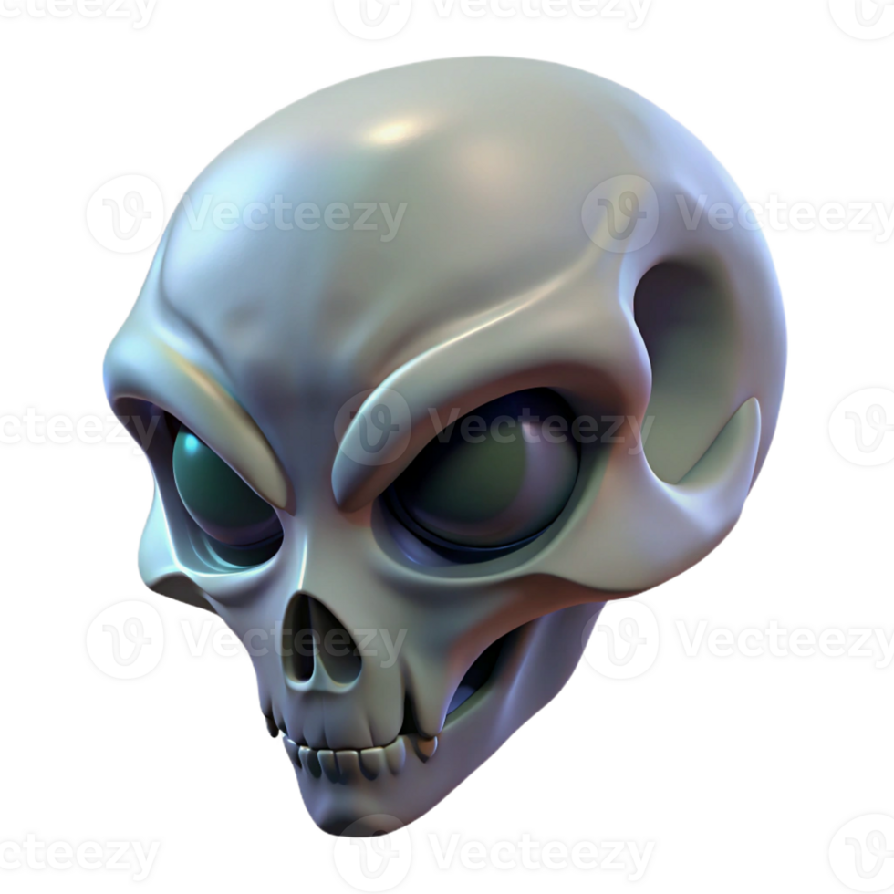 vibrant modern Alien Skull, unusual shape, bony protrusions professional png