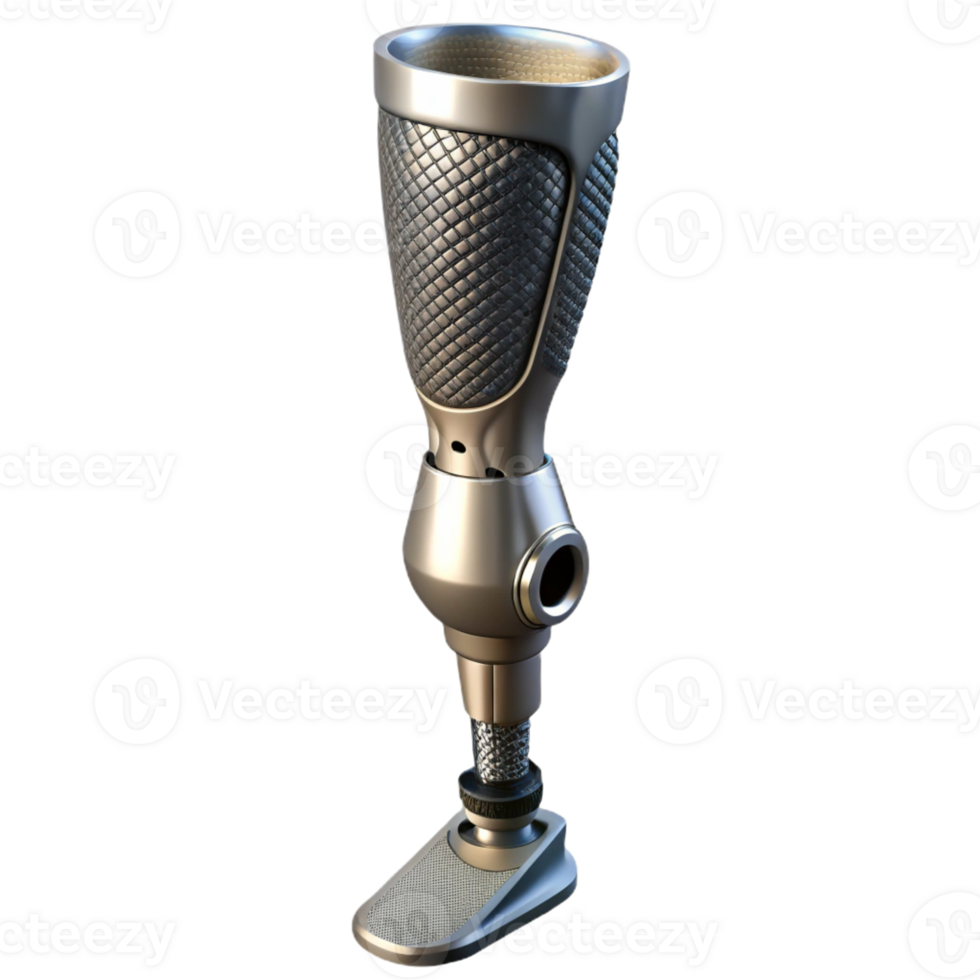 beautiful rustic Bionic Leg Prosthesis, metallic and carbon fiber, hydraulic pistons authentic png