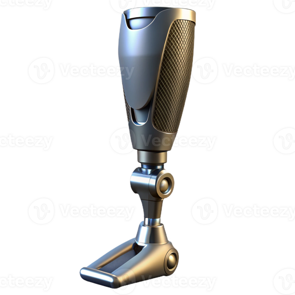 beautiful modern Bionic Leg Prosthesis, metallic and carbon fiber, hydraulic pistons genuine png