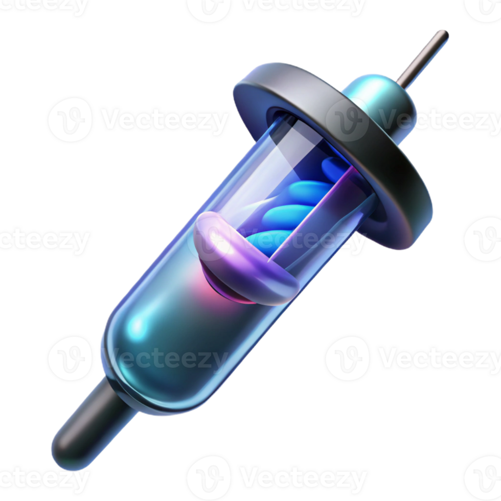 elegant contemporary Genetic Modification Syringe, filled with glowing liquid high resolution png