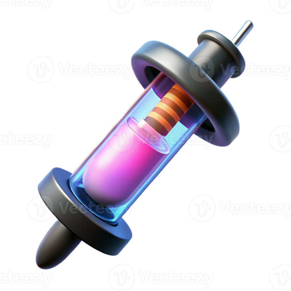 impressive rustic Genetic Modification Syringe, filled with glowing liquid 4K png