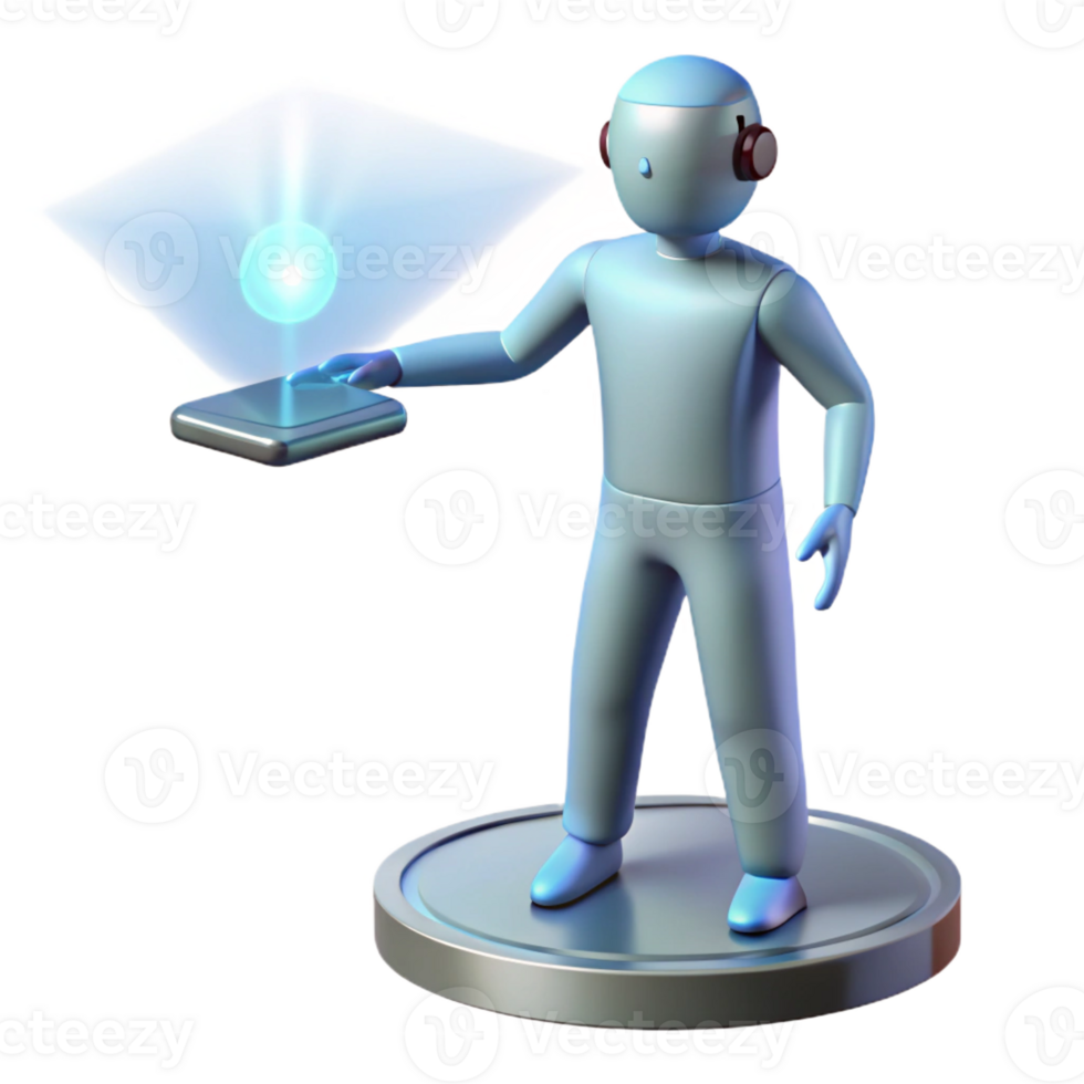 vibrant rustic Portable Hologram Projector, handheld, projecting a human figure detailed png
