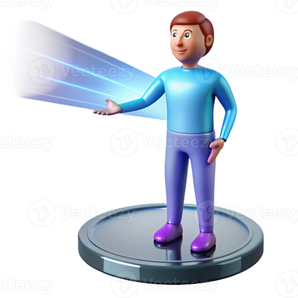 magnificent classic Portable Hologram Projector, handheld, projecting a human figure premium png