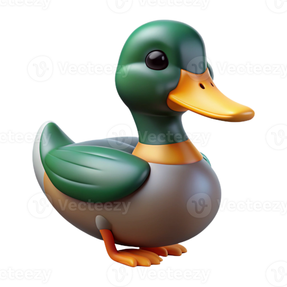vibrant modern Duck, mallard duck, swimming pose, 4K png